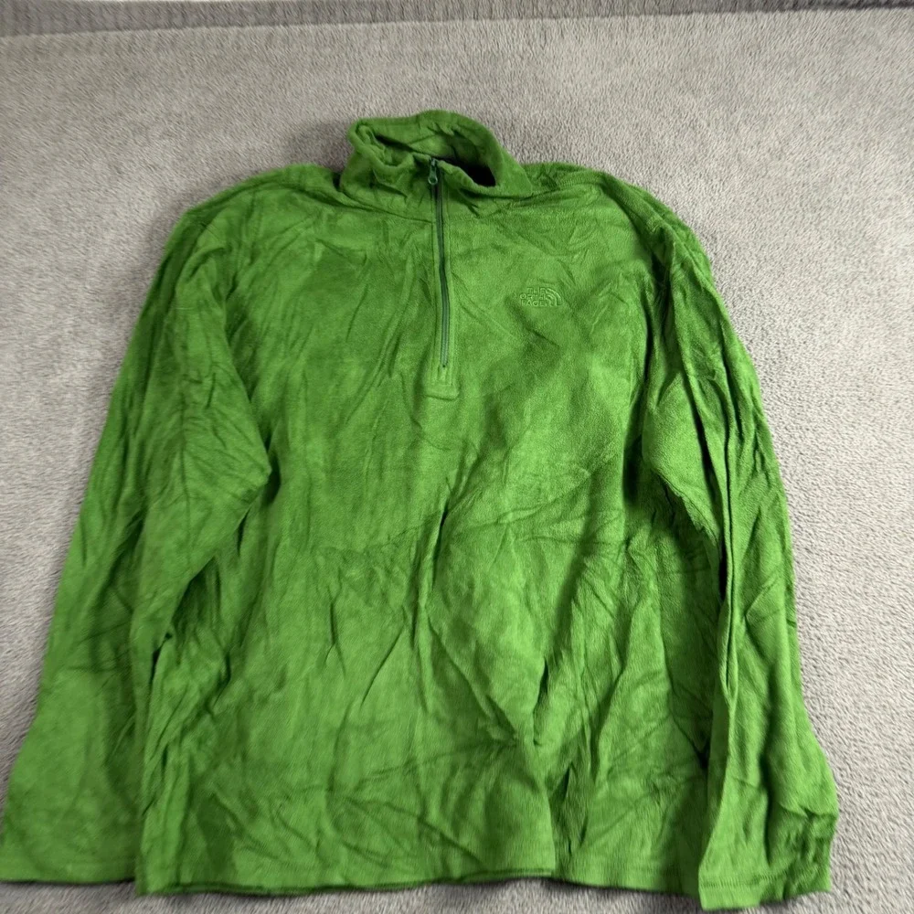 The North Face Mens TKA 100 Quarter Zip Fleece Pullover Green M